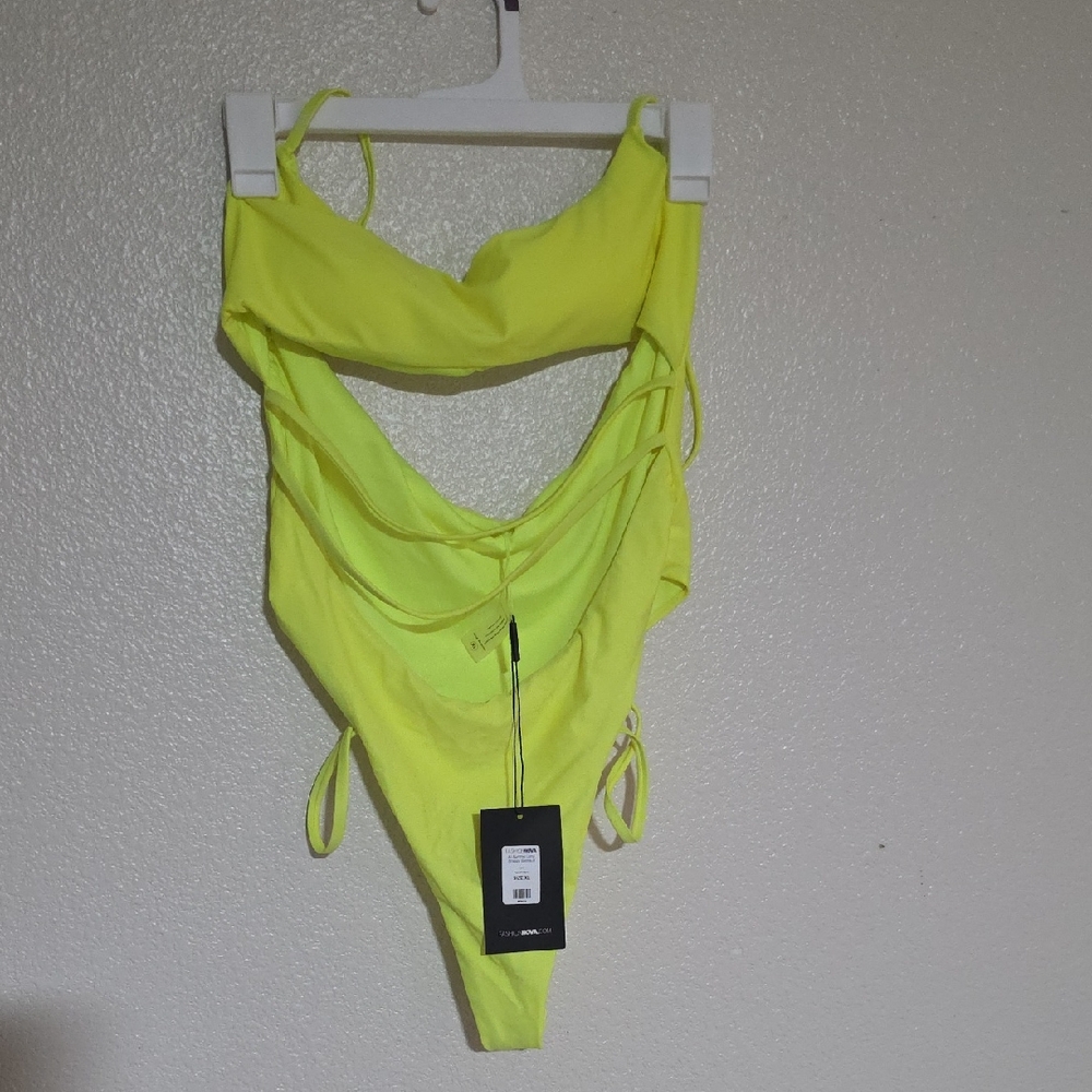 Fashion Nova Neon Yellow One Piece Swimsuit